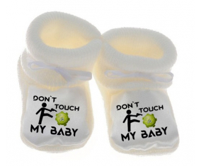 Corona don't touch my baby: chausson bebé blanco