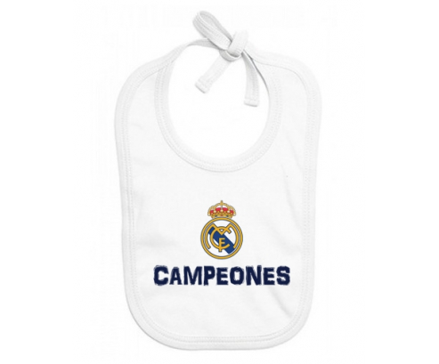 Bavoir bebé personalizado del Real Madrid: Campeones 34 Liga design-2