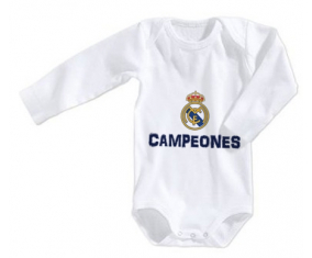 Body Real Madrid personalizado: Campeones 34 Liga diseño-2 tamaño 3/6 meses mangas largas