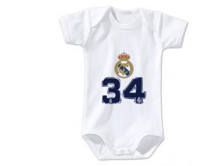 Body Real Madrid personalizado: Campeones 34 Liga diseño-3 tamaño 3/6 meses mangas cortas