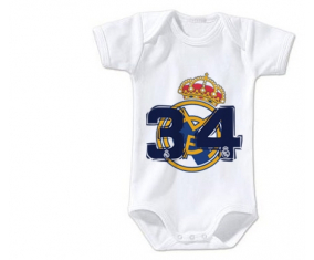 Body Real Madrid personalizado: Campeones 34 Liga diseño-5 tamaño 3/6 meses mangas cortas