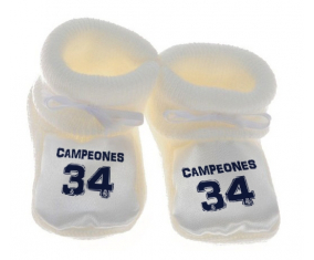 Chausson bebé del Real Madrid: Campeones 34 Liga design-1 blanco