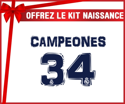 kit naissance real Madrid bebé personalizado: Campeones 34 Liga diseño-1