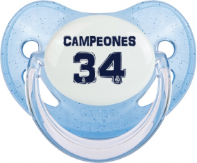 Real Madrid: Campeones 34 Liga design-1: Punta fisiológica tetina de lentejuelas azules