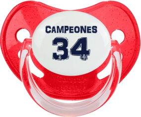 Real Madrid: Campeones 34 Liga design-1: Punta fisiológica tetina de lentejuelas rojas