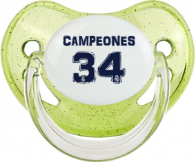 Real Madrid: Campeones 34 Liga design-1: Punta fisiológica tetina verde de lentejuelas