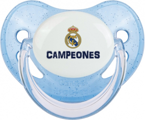 Real Madrid: Campeones 34 Liga design-2: Punta fisiológica tetina de lentejuelas azules