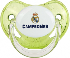 Real Madrid: Campeones 34 Liga design-2: Punta fisiológica tetina verde de lentejuelas