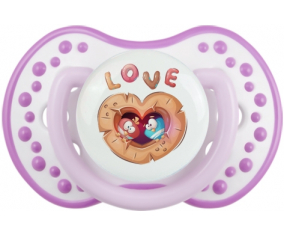 Divertidos animales búhos amor: clásico blanco-mauve tetina punta Lovi Dynamic