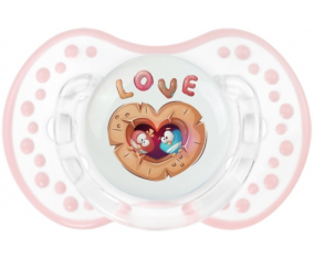 Fun Animals Owls Love: Retro-blanco-rosa-tierno clásico Tetine tip Lovi Dynamic