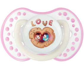 Divertidos animales búhos Amor: Fósforo blanco-rosa tetina punta Lovi Dynamic