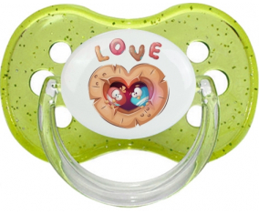 Fun Animals Owls Love: Punta de cereza tetina verde de lentejuelas