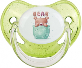 Funny Animals Bear: Punta fisiológica tetina de lentejuelas verdes