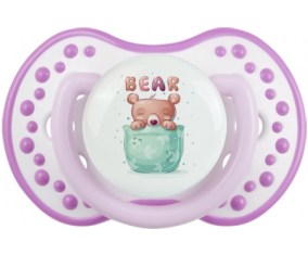 Funny Animals Bear: Clásico blanco-mauve tetina punta Lovi Dynamic