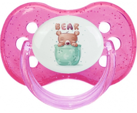 Funny Animals Bear: Punta de cereza tetina rosa de lentejuelas