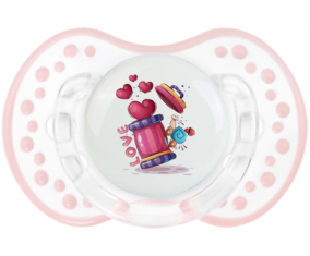Funny Animals Love Design-1: Retro-blanco-rosa-tierno clásico tetina punta Lovi Dynamic