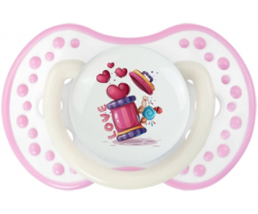 Funny Animals Love Design-1: Punta tetina de color blanco-rosa fosforescente Lovi Dynamic