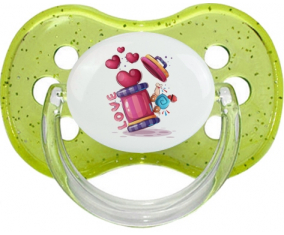 Funny Animals Love Design-1: Punta de cereza tetina verde de lentejuelas