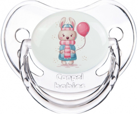 Conejo con globo rosa: Punta fisiológica tetina clásica transparente