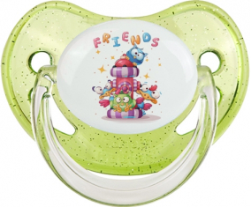 Funny Animals Friends: Punta fisiológica tetina verde de lentejuelas