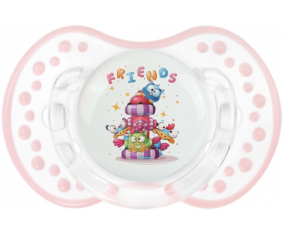 Funny Animals Friends: Retro-blanco-rosa-tierno clásico Tetine tip Lovi Dynamic
