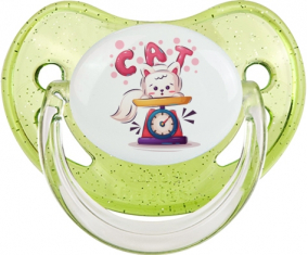 Funny Animals Cat design-1: Punta fisiológica tetina verde de lentejuelas