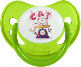 Funny Animals Cat design-1: Punta fisiológica tetina verde fosforescente