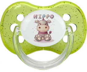 Funny Animals Hippo: Punta de cereza tetina de lentejuelas verdes