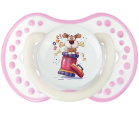 ¡Animales divertidos Woof! : Punta tetina de color blanco-rosa fosforescente Lovi Dynamic
