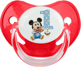 Disney Mickey Número 1 Aniversario: Punta fisiológica tetina de lentejuelas rojas