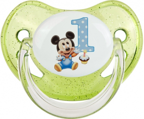 Aniversario de Disney Mickey Número 1: Punta fisiológica tetina verde de lentejuelas