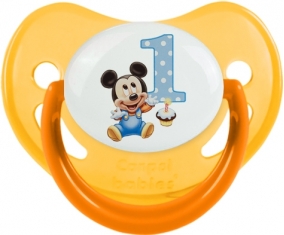 Disney Mickey Número 1 Aniversario: Punta Fisiológica Tetina Amarilla Fosforescente