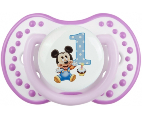 Disney Mickey Número 1 Aniversario: Clásico White-Mauve Tetine tip Lovi Dynamic