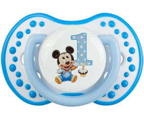 Aniversario de Disney Mickey Number 1: Punta tetina azul blanco fosforescente Lovi Dynamic