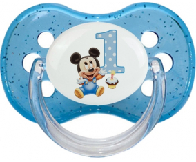 Disney Mickey Cumpleaños Número 1: Punta de cereza tetina de lentejuelas azules