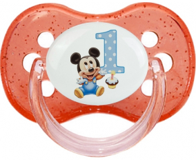 Disney Mickey Número 1 Aniversario: Punta de cereza tetina de lentejuelas rojas