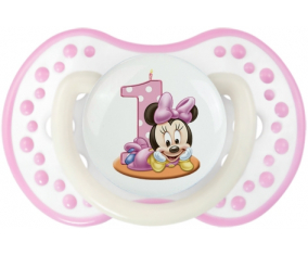 Disney Minnie Cumpleaños Número 1: Punta tetina de color blanco-rosa fosforescente Lovi Dynamic