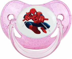 Spiderman design-3 con nombre de pila: Punta fisiológica tetina rosa de lentejuelas