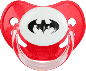Logotipo negro de Batman: Punta fisiológica tetina de lentejuelas rojas