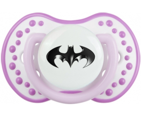 Logotipo negro de Batman: Lovi Dynamic clásica punta tetina de color blanco-malva