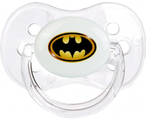 Logotipo negro y amarillo de Batman: punta de cereza tetina clásica transparente