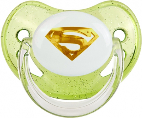 Logotipo de Golden Superman: Punta fisiológica tetina verde de lentejuelas