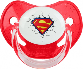 El logotipo de Superman rompe la pared: punta fisiológica tetina de lentejuelas rojas