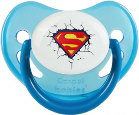 El logotipo de Superman rompe la pared: punta fisiológica tetina azul fosforescente