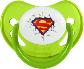 El logotipo de Superman rompe la pared: punta fisiológica tetina verde fosforescente