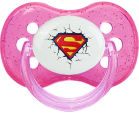Logotipo de Superman rompe la pared: punta de cereza tetina rosa de lentejuelas