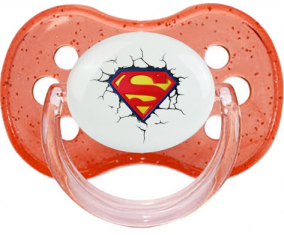 El logotipo de Superman rompe la pared: punta de cereza tetina de lentejuelas rojas