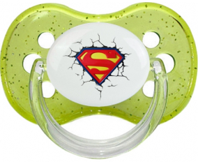 El logotipo de Superman rompe la pared: punta de cereza tetina de lentejuelas verdes