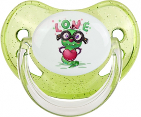Funny Animals Love Design-2: Punta fisiológica tetina verde de lentejuelas