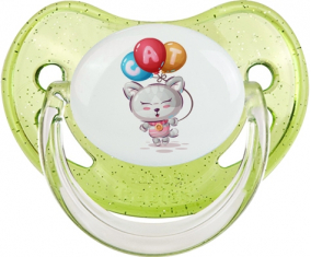 Funny Animals Cat design-2: Punta fisiológica tetina verde de lentejuelas